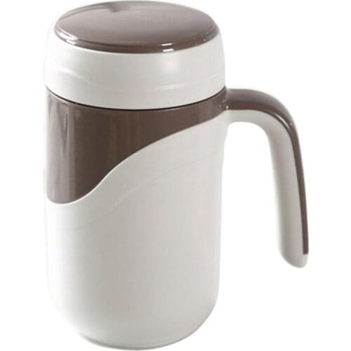 Ceramic Cup Vacuum Flask Cup Leakproof Insulated Bottle Mug Home Office Tea Cup Coffee Mug with Handle 380Ml White