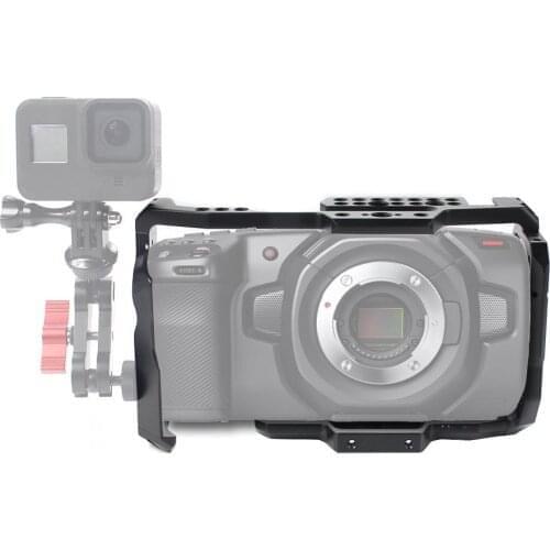 For BMPCC 4K 6K Camera Cage W/ Top Handle Bar Video Film Movie Cage Quick Release Plate For Blackmagic Pocket Cinema BMPCC 4K 6K