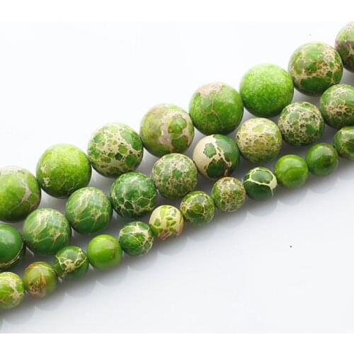 4-12mm Round Grass Green Sea Jaspers Stone Beads For Jewelry Making Beads Bracelets For Women 15'' Needlework DIY Beads Trinket