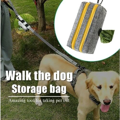 Mini Pet Dog Poop Bag Storage Bag Amazing Tools for Walk The Dog Carry Bag Fixed Traction Rope with Outlet Hole To Draw Out Bag