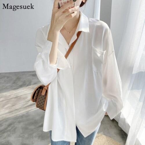 Casual Long Sleeve Chiffon Blouse Women Button Pockets Loose Shirt New Spring Office Lady Solid Shirts Tops Female Blusas 12631