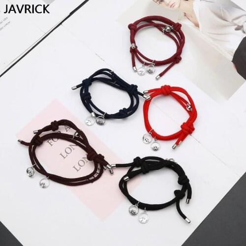 2Pcs Minimalist Lovers Matching Friendship Bracelet Rope Braided Couple Magnetic Distance Bracelet Kit Couple Jewelry Gift