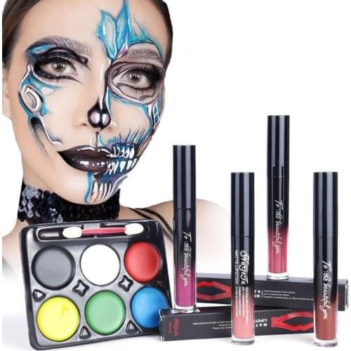 Halloween Face Makeup Paint Lipstick Kit Arbitrarily Change Makeup With Casual Matching Body Face Lip Devil Dress Primer