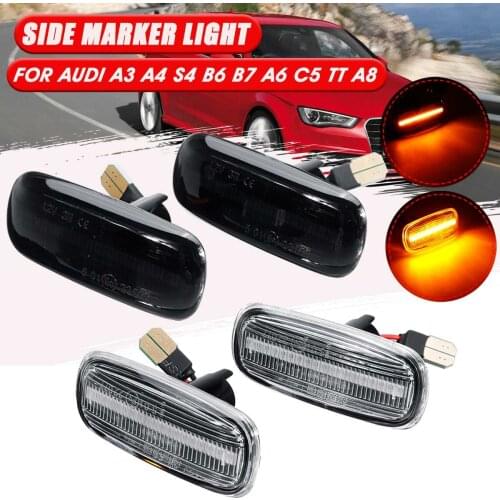 New Pair LED Side Marker Turn Signal Lights Fender Side Indicator Lamps Amber For Audi A3 S3 8P A4 B6 B8 B7 S4 RS4 A6 S6 C5 C7