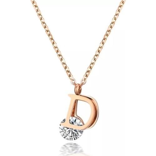 2021 New Fashion Jewelry Crystal from Swarovskis Titanium Steel Letter D pendant necklace for Women and Female Fit Wedding Party