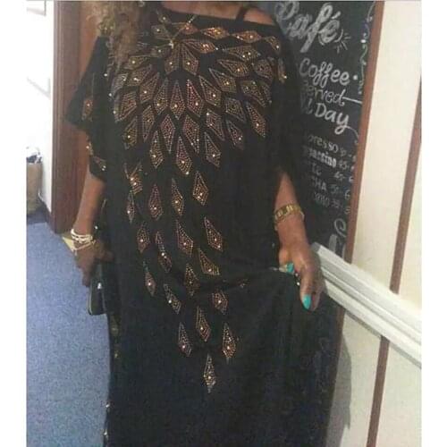 New African Diamond long Dashiki Big Summer Black Dress For Lady African clothes 100