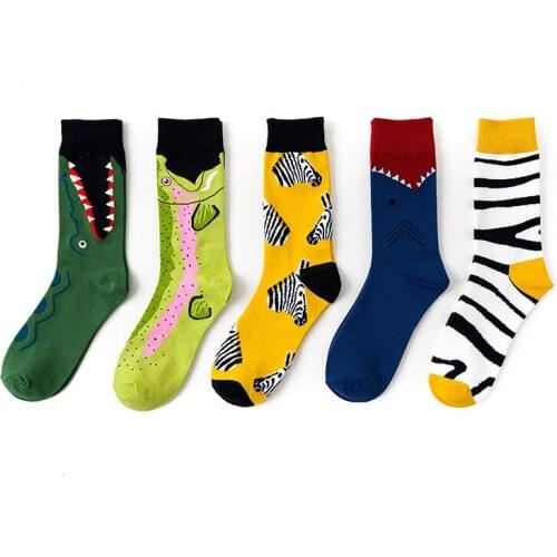New Arrivals Men Women Unisex Harajuku Hip Hop Happy Socks Striped Shark Crocodile Zebra Animal Print Aesthetic Funny Art Socks