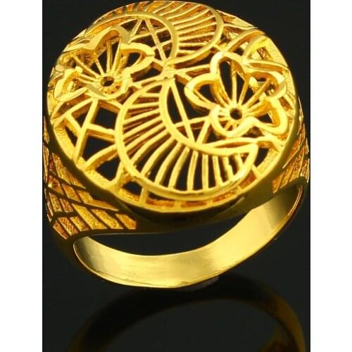 New Arrived Trendy Unisex Wedding Bands Dubai/Ethiopia/Africa/India gold color Round Rings For Women Gifts