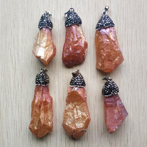 Wholesale 6pcs/lot 2019 new fashion good quality natural crystal Irregular shape pendants for jewelry Accessories making free