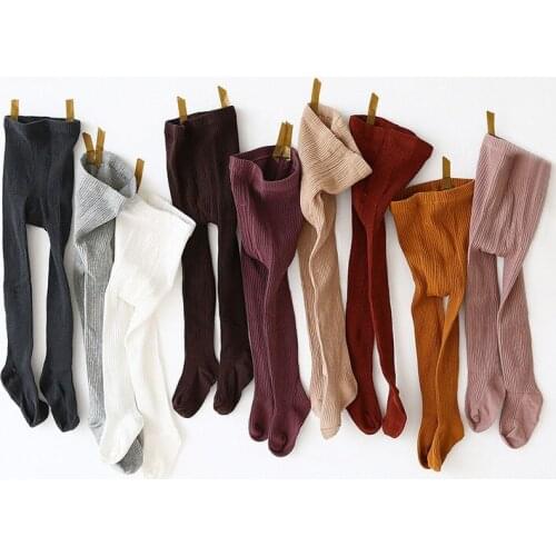 Baby Autumn Winter Tights Hot Baby Toddler Kid Girl Ribbed Stockings Cotton Warm Pantyhose Solid Candy Color Tight 1-8Years