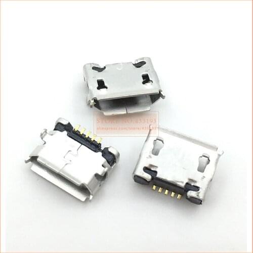 100pcs Micro USB connector 5pin seat Jack Micro usb Four legs 5P Inserting plate seat Mini usb connector