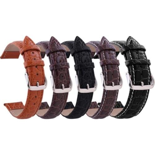 Faux Leather Watchband Unisex Faux Leather Wrist Strap Crocodile Grain Pin Buckle Watchband Watch Belt Business Watch Band 2021