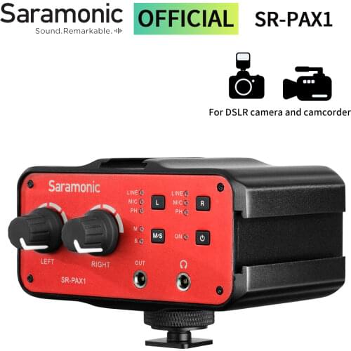 Saramonic SR-PAX1 2-Channel Audio Mixer with Phantom Power Dual XLR 6.3 & 3.5mm Inputs for iPhone X 8 7 6 Guitar DSLR Camera