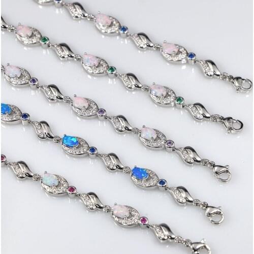 SZ0116 2021 new design blue fire opal geometry rhodium-plated bracelet female bracelet wholesale fashion jewelry gift