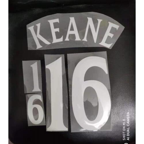 Velvet material 2000 2001 KEANE 16 beckham 7 Nameset Number Printing Heat Transfer Badge