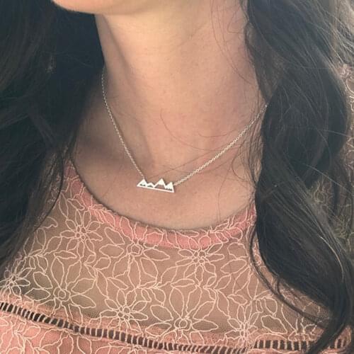 Rose Gold Filled Snowy Mountain Pendant Necklace Women Men Bff Gifts Stainless Steel Chain Collier Femme 2020 Minimalist Jewelry