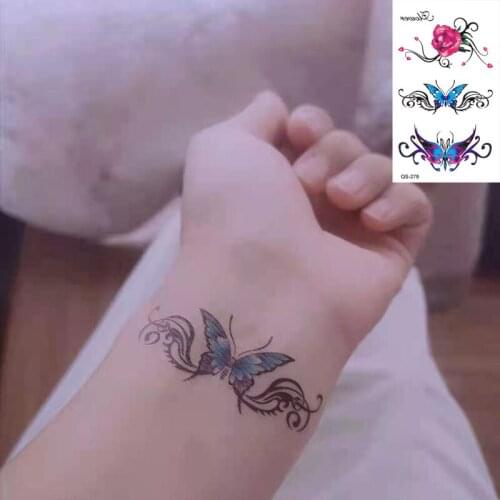 Waterproof Temporary Tattoo Sticker Bracelet Rose fake Tattoo Geometric Animal Flash Tattoo Hand Back Foot for Girl Women Men