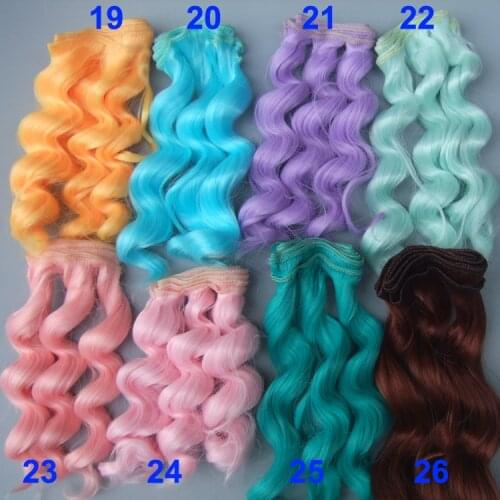 15cm wave hair tree for doll brown pink yellow green blue purple color Hair Natural Color curl BJD Wigs