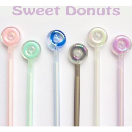 Y17 Bright Bling Sweet Donuts Gel Pen Rollerball Signing Pen School Office Supply Stationery 0.5mm Black Ink
