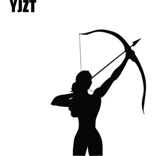 YJZT 9.5*12.5CM Girl with a Crossbow Archery Sports Decor Vinyl Decal Car Sticker Black/Silver C20-0027