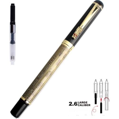 Golden Fountain Pen Luxury Pen for Writing Metal 0.5mm Nib Office Signature Stationery Students school supplies Ink Pens