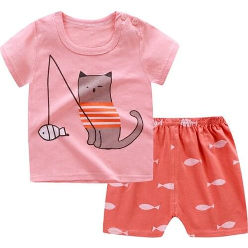 ZWY1118 Summer Children Clothes Sports Clothes For Baby Girl Boy Tshirts 2 Piece Set Kids Baby Toddler 3-14 Years Clothing