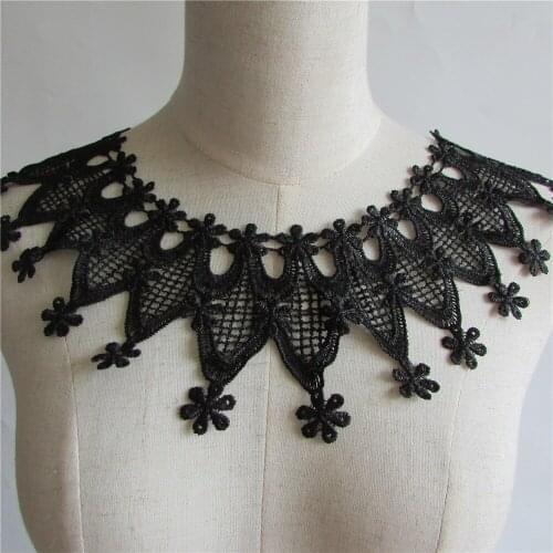 1 Pcs Black Flower Fake Lace Collar Crochet Lace Neckline For Wedding Bridal Dress Summer Dress Baby Sweater