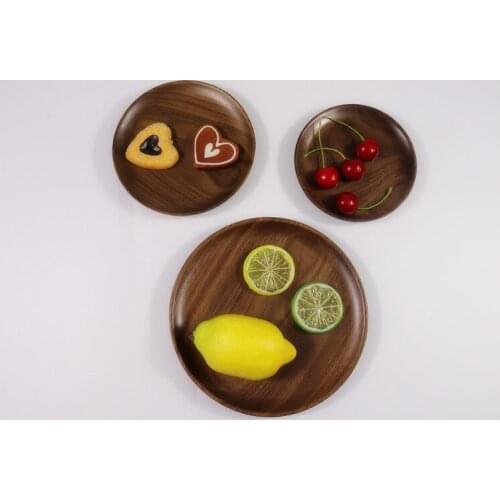 1PC Black Walnut Wood Plate Western Round Wooden Pizza Snacks Dessert Wooden Tray Popular Wood Eco-friendly Dishes MF 021