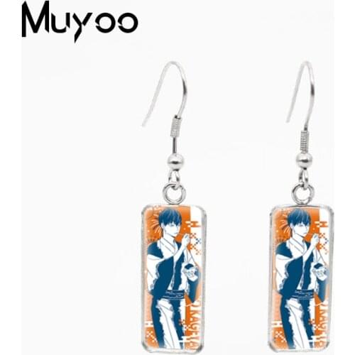 2021 New Haikyuu!! Anime Volleyball Boys Drawing Glass Cabochon Handcraft Rectangle Fish Hook Dangles