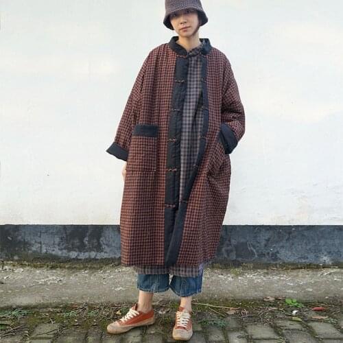 SCUWLINEN 2021 Winter Jacket Women Classic Fashion Plaid Plus Size Cotton-padded Coats Casual Long Normcore Parka for Men M18307