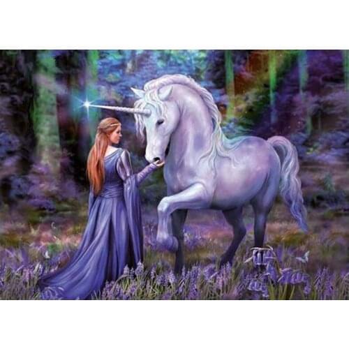 DIY Diamond Painting Full Diamond Embroidery Magic Forest Purple Woman And Unicorn Christmas Gift Diamond Mosaic decor YG2483