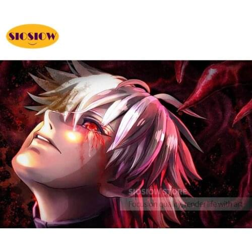 DIY Daimond Painting Wall Art Cross Stitch Anime Tokyo Ghoul Kaneki Full Square 5d Diamond Embroidery Mosaic Handmade Home Decor