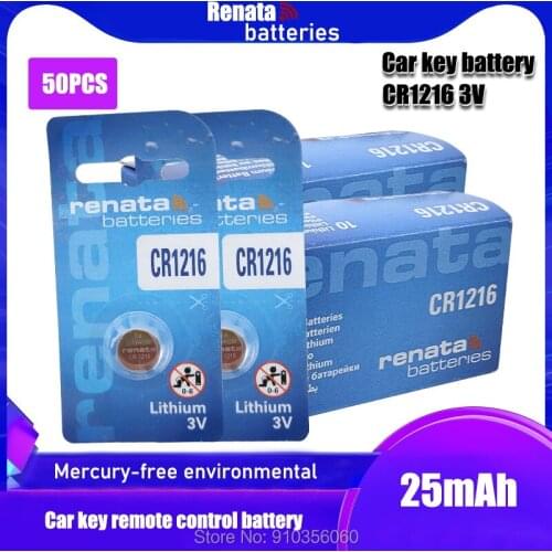 50PCS renata Coin Battery 3V CR1216 CR 1216 Button Batteries ECR1216 DL1216 BR1216 LM1216 5034LC For Watch Toy Remote