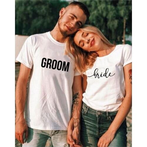 Groom Bride Couple White T Shirts Bridal Bachelorette Party Casual T-shirt Wedding Matching Tees Harajuku Short Sleeve Clothing