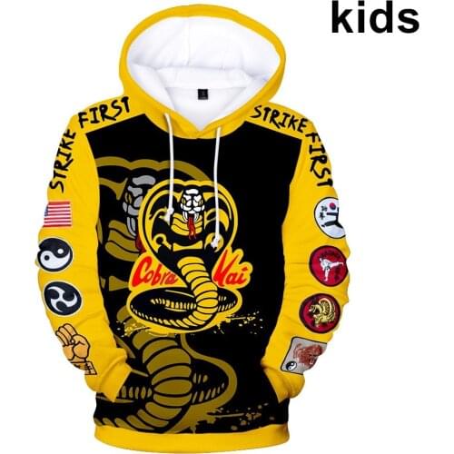 2 To 14 Years Kids Hoodies The Karate Kid Cobra Kai 3d kids Hooded Sweatshirt Boy Girl fashion Harajuku Jacket Clothes Oversized