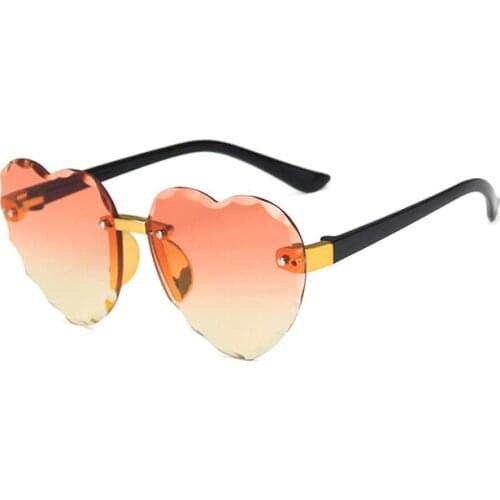 Child Rimless Heart Frame Girls Boys Sunglasses Red Pink Purple Lens UV400 Eye Protection Children Kids Outdoor Eyewear