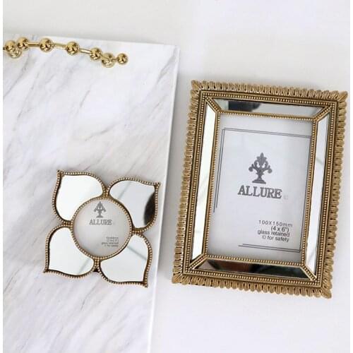 European retro nostalgic gold mirror photo frame classical home bedroom decoration wedding birthday gift