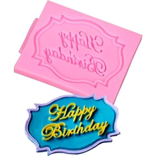 HMZCN Happy Birthday Letter Form Silicone Mold Chocolate Fondant Cake Decoration Tools Cupcake Mould
