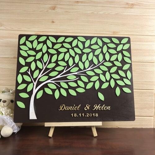 Personalized name and date 3D Trees Wedding Guest Book, Custom Guest Book Ideas,Unique Book For Wedding,Rustic Guest Book