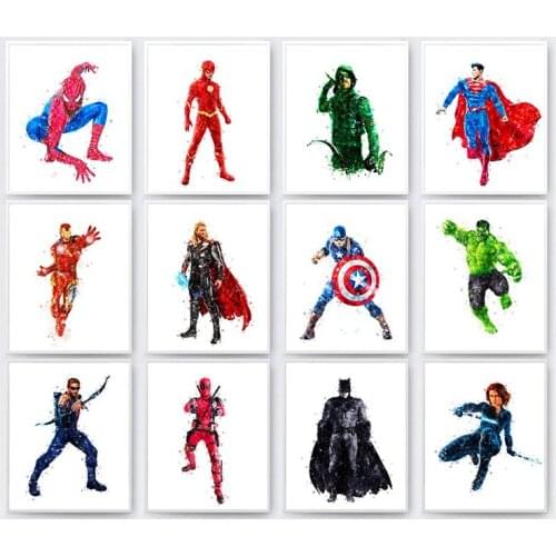 Marvel Superhero Canvas Painting Avengers Spiderman Posters and Prints Wall Art Pictures Cuadros for Kids Room Home Decor