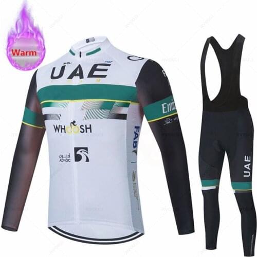 Uae Team 2021 Ropa Ciclismo Bike Wear Warm Winter Fleece Jerseys Mens Bicycle Suits Bib Pants Triathlon Cycling Clothing Sets