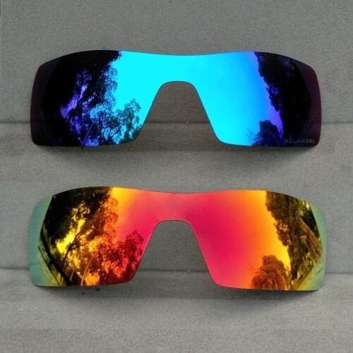 2 Pieces Ice Blue Mirrored & Orange Red Mirrored Replacement Lenses for Oil Rig Frame Polarized 100% UVA & UVB Anti-scratch