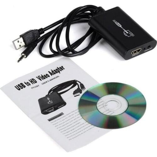 USB 2.0 to HDMI Converter w/ 3.5mm Audio USB2.0 Cable Multi Display Graphic Adapter 1080P for Win7/8 Mac OS PC Laptop Projector