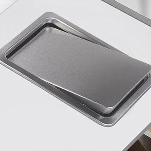 Stainless Steel Garbage Flap Lid Trash Bin Cover Flush Built-in Balance Swing Flap Garbage Lid for Kitchen Counter Top B
