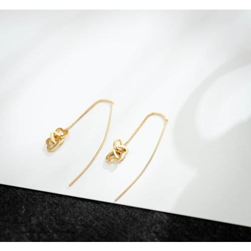Hot sales love heart charms plated long tassel wire chain earrings for lady jewelry