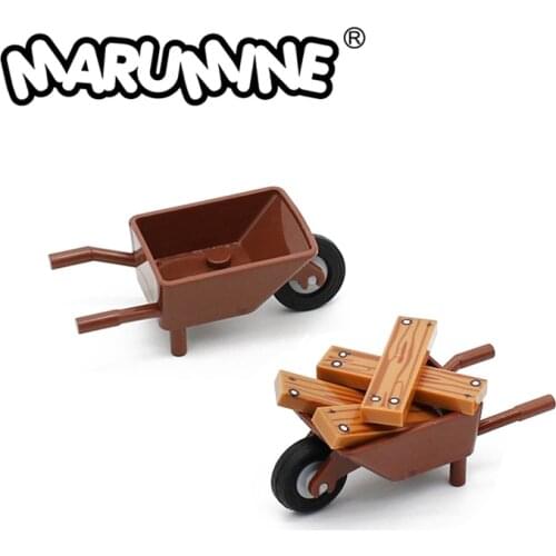 Marumine 98288 Minifig Utensil Wheelbarrow Frame 59895 Tire 14mm Snooth Small Single New Style Model Building Brics Accessories