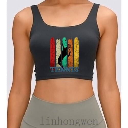 Tennis Women Tank Top Pictures Cotton Summer Design Round Collar Interesting Pattern Building Crop Top