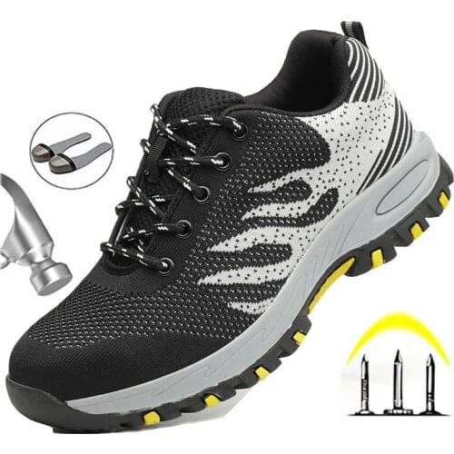 Men Safety Shoes Steel Toe Wear-Resistant Anti-Slip Male Work Boots Lightweight Air Mesh Outdoor Sneakers Zapatillas Hombre