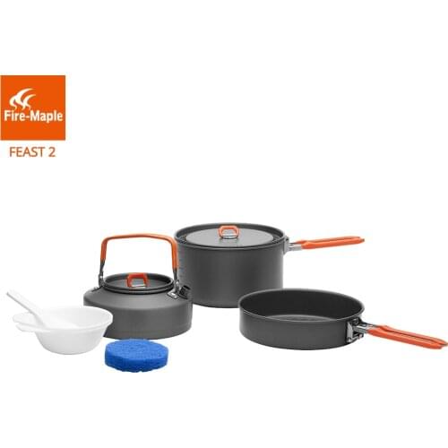 Fire Maple Picnic Pot Pan Set Outdoor Camping Hiking Cookware Backpacking Cooking Foldable Handle Aluminum Alloy Feast 2 FMC-F2