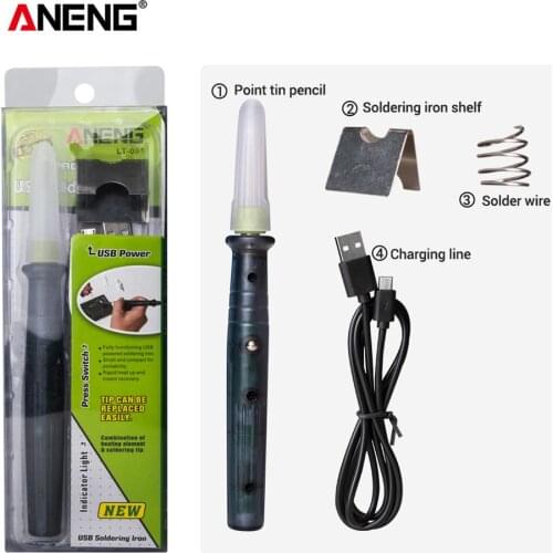 New ANENG LT001 5V 8W Mini Portable USB Electric Powered Soldering Iron Pen/Tip Touch Switch Adjustable Soldering Iron Tools